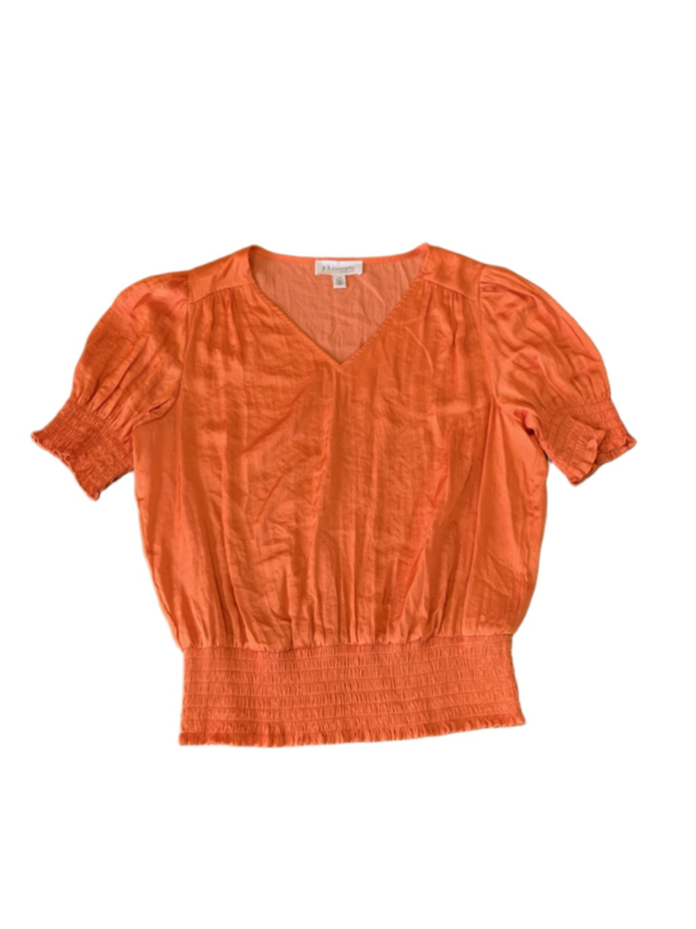 Philosophy Top Large Orange Short Sleeve v-neck